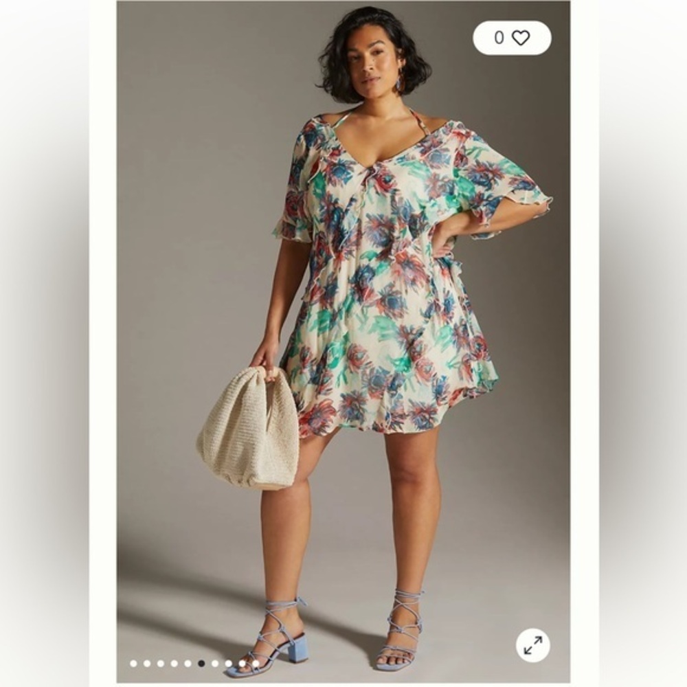 Anthropologie Soft Printed Mini Dress Floral Fairycore
